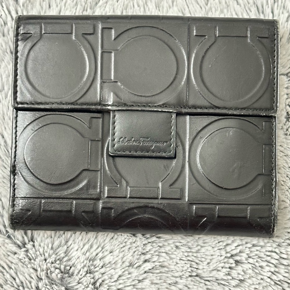 Salvatore Ferragamo Black Leather Card Holder